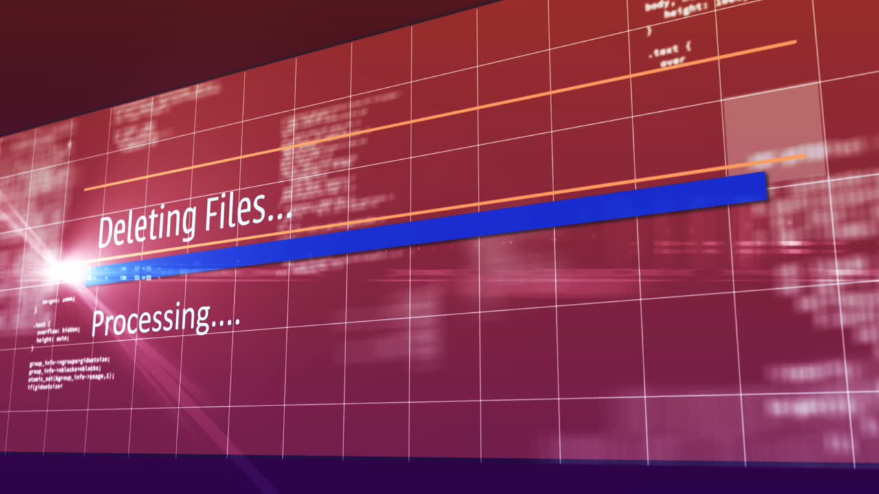 animación de la eliminación de archivos texto interfaz digital parpadeando en la pantalla