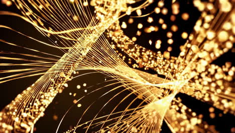 abstract golden light streaks and particles