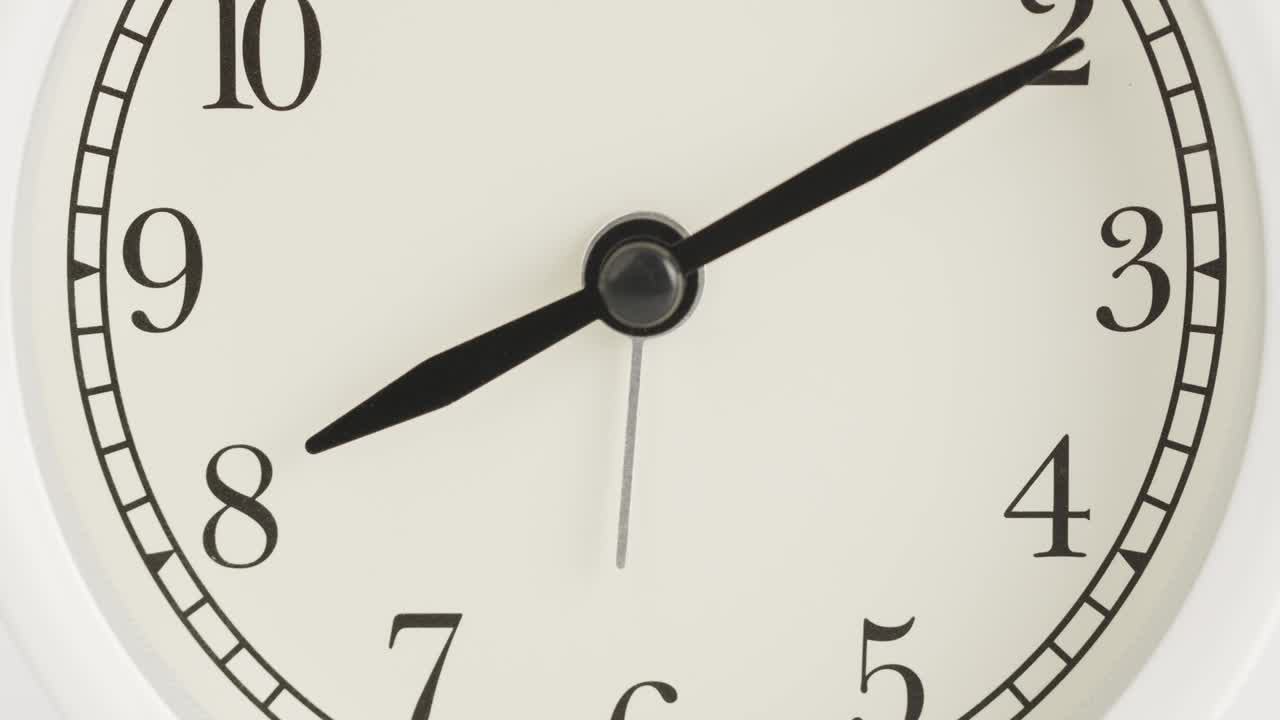 el reloj de pared blanco dice la hora a las ocho.