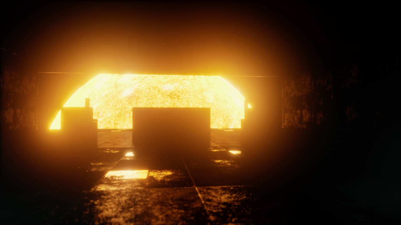 큰 태양 별 근처의 우주선의 내부