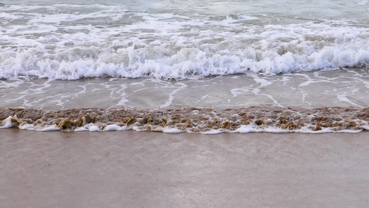 바다의 파도가 부드럽게 해변으로 굴러오고