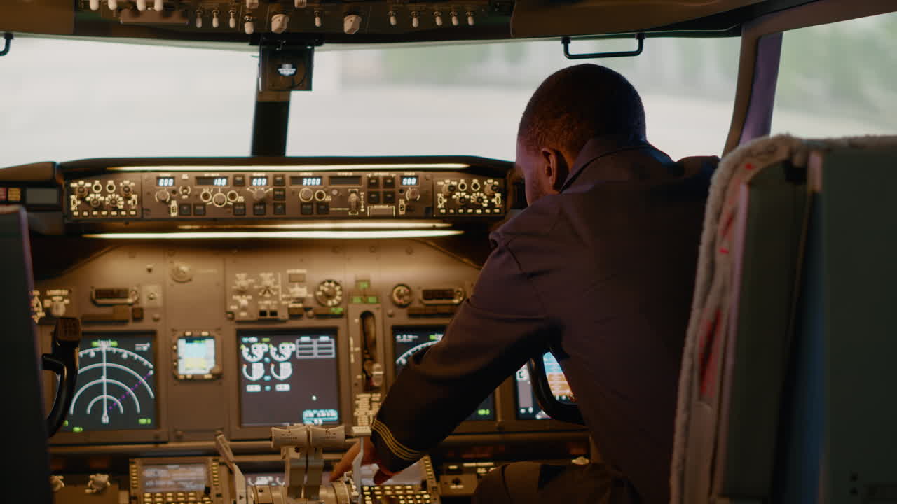 African american captain inserting destination coordinates