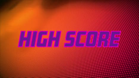 digital animation of purple high score text against dotted textured gradient orange background