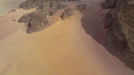 Aerial-Revealed-Sandstone-Mountains-In-Wadi-Rum-Protected-Area-In-Southern-Jordan