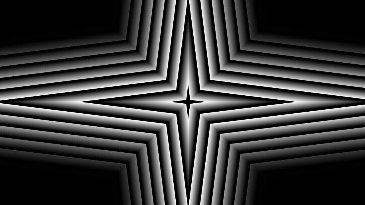 animación del movimiento de la estrella blanca de cuatro puntas con efecto de desplazamiento sobre fondo negro