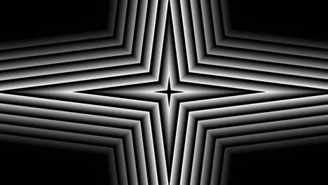 animación del movimiento de la estrella blanca de cuatro puntas con efecto de desplazamiento sobre fondo negro