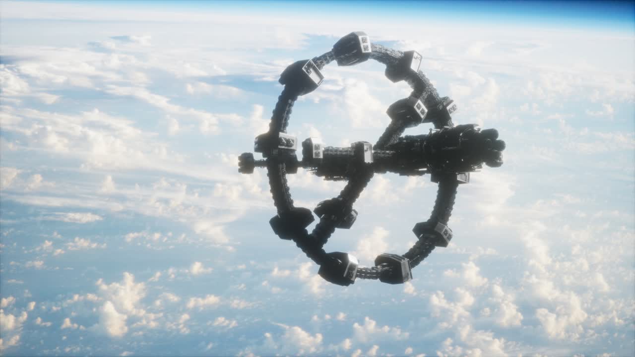 지구와 외계 우주 정거장 iss