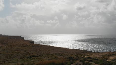 Malta-North-Coast-in-a-Cloudy-Day-Aerial-Shot