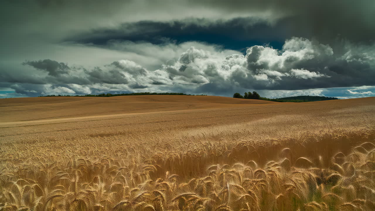 hvedemark under en skyet himmel