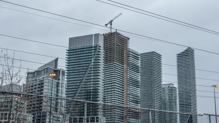 Construção e Condomínios de Arranha-céus em Parklawn, em Toronto, Timelapse