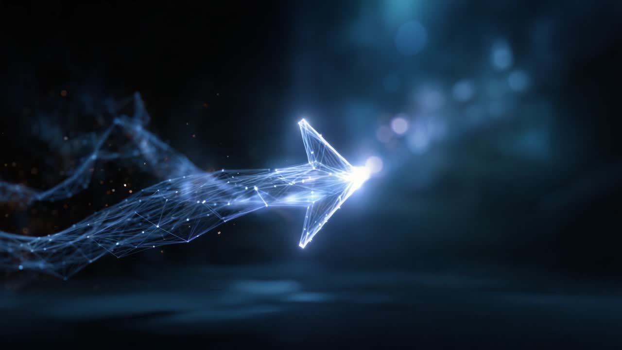 A Glowing Arrow of Light Cutting Through a Nebulous Background, Symbolizing Direction, Progress, and Innovation in a Futuristic Digital Environment