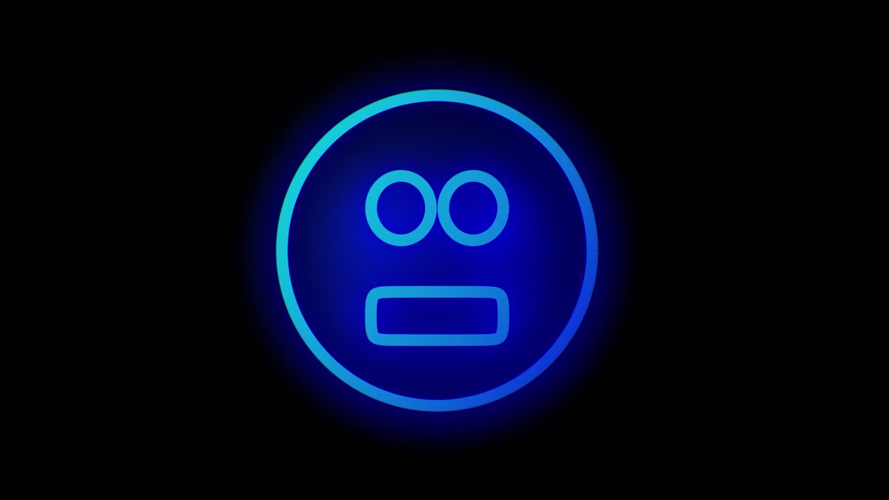 Glowing bright blue smile sign. 3d animation rendering neon colorfully wire. Animation UHD 3840x2160.