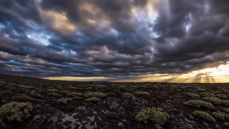 dramatic sunset over rocky high country landscape