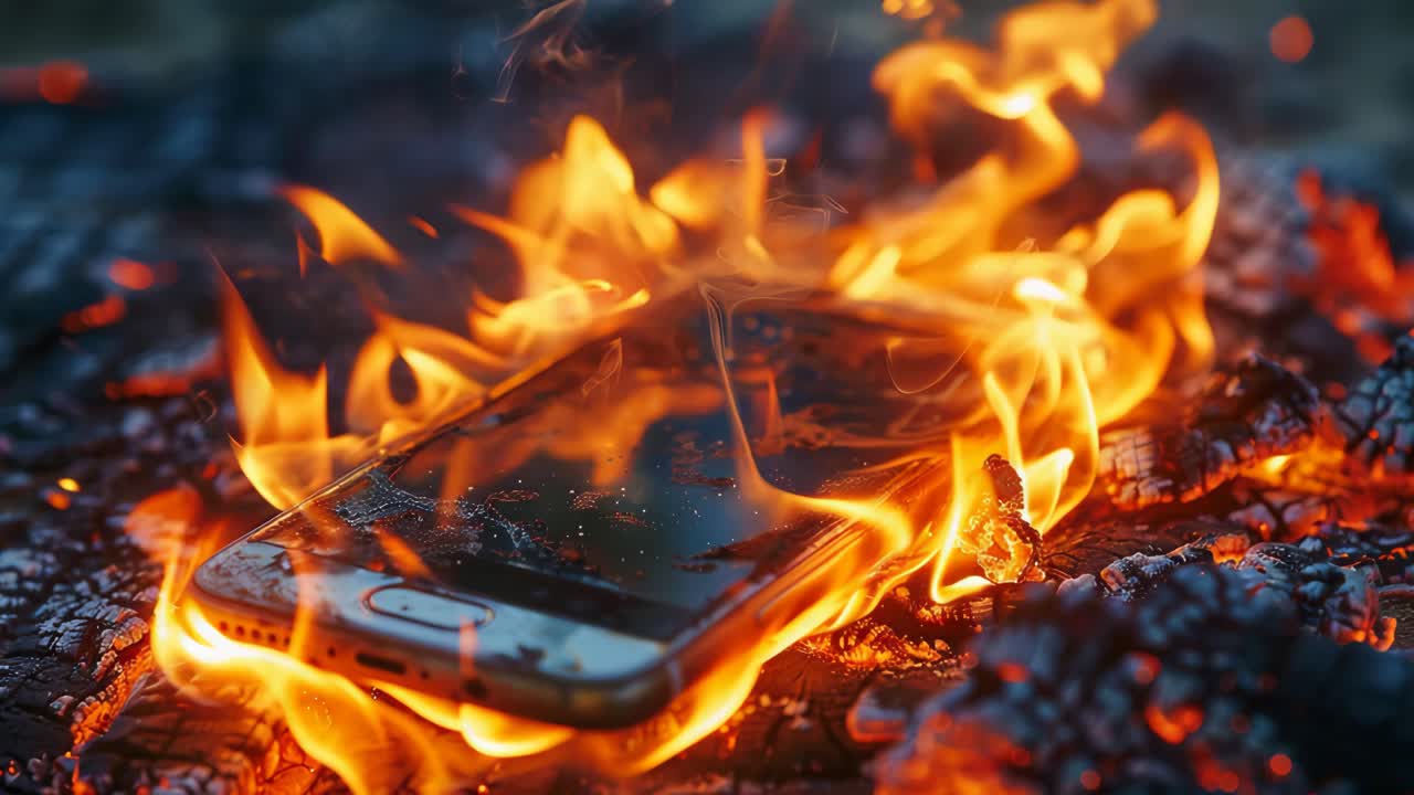 스마트폰이 불타고 있습니다.
