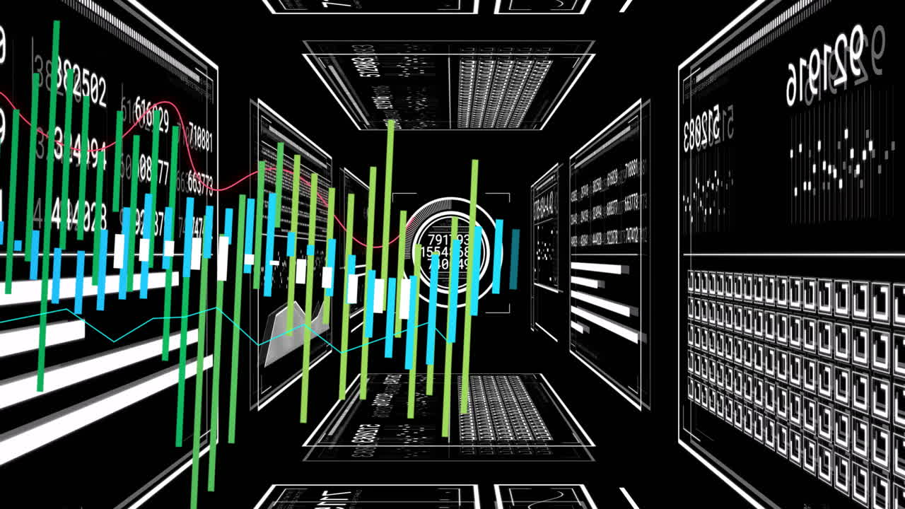 Animation of digital data processing over screens
