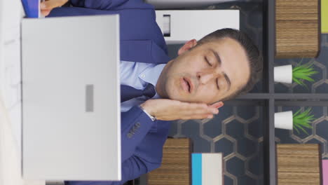vertical video of businessman with sore throat.