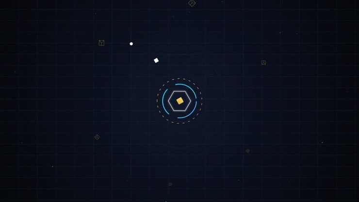 Abstract Digital Interface with Rotating Geometric Shapes