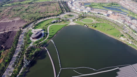 Aerial-Top-Down-Shot-of-Solar-Panels-on-Water