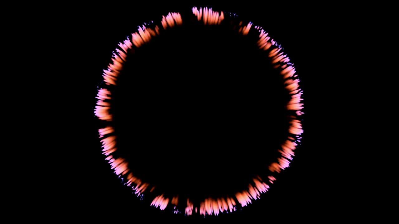 animación generada por computadora de una forma circular abstracta en un fondo oscuro