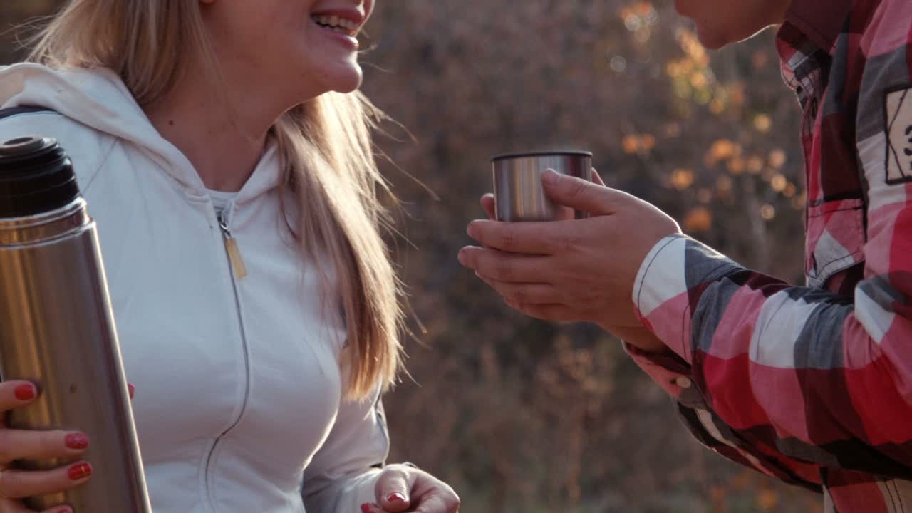 Tea Drinking in Home. Husband and Wife Making Coffee Break After Work. Successful Couple