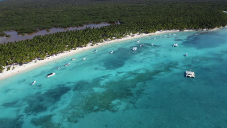 catamaranes y yates fondeando costa afuera costa tropical isla saona