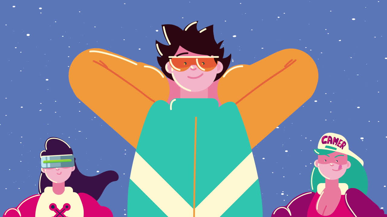 jóvenes jugadores personajes relajantes