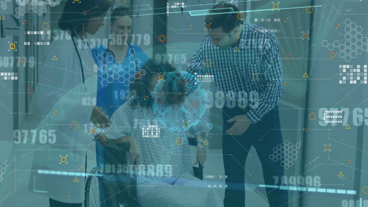 animación del procesamiento de datos sobre parejas diversas en el hospital