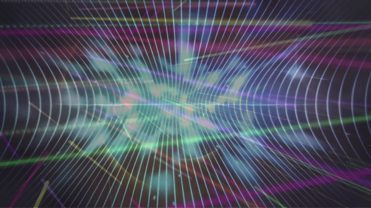 animazione della rete di connessioni e percorsi luminosi luminosi