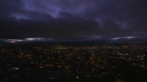 a wide establishing shot at dawn of tegucigalpa, honduras