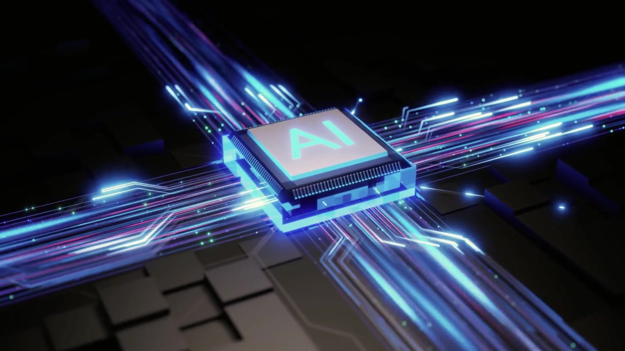 Artificial Intelligence Processor Chip with Glowing Data Flow