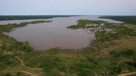 Aerial-footage-of-northwest-Grapevine-Lake-where-Marshall-Creek-flows-into-the-lake