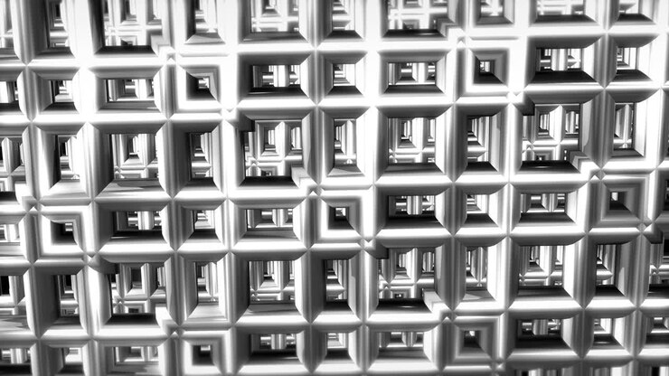 Seamless Loop of Moving Metallic Geometric Grid Pattern