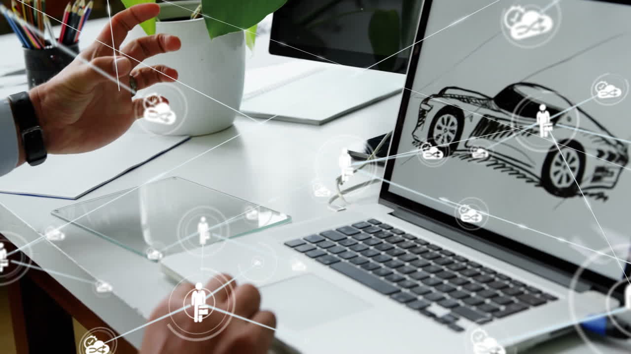 백인 사업가에 대한 사람들의 연결 네트워크 아이콘의 애니메이션