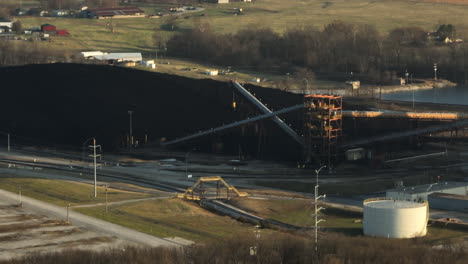 Flint-creek-power-plant-near-lake-swepco,-arkansas,-at-sunset,-aerial-view