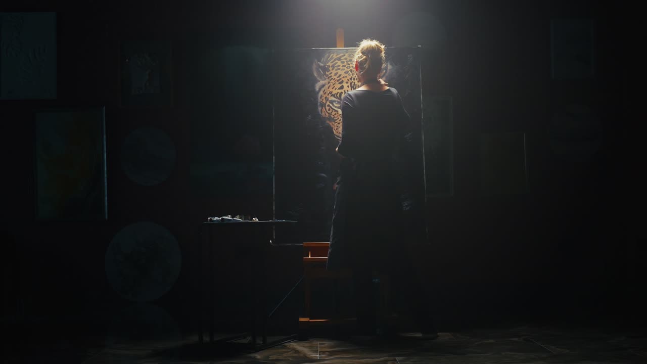 Artist Painting a Leopard