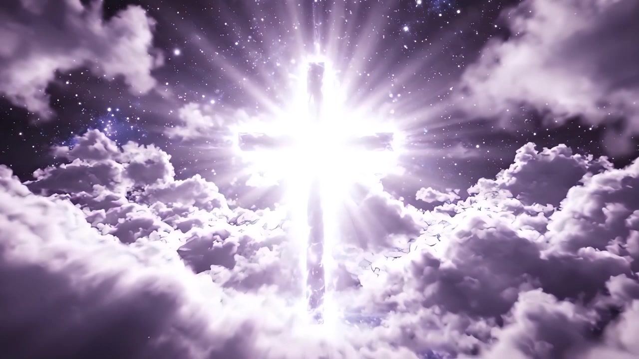 Sfondo per Adorazione 4K: Croce Cristiana e Luce Celeste