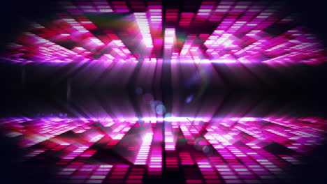 network of connections over spots of light and pink disco lights against black background