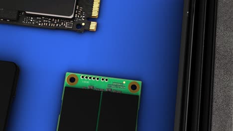 many ssd - zoom out - blue background