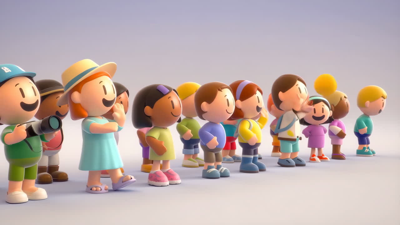 Diverse Group of Stylized 3D Animated Children