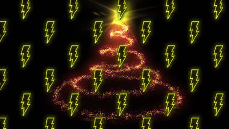 animación de varios relámpagos sobre el rastro rojo de luces