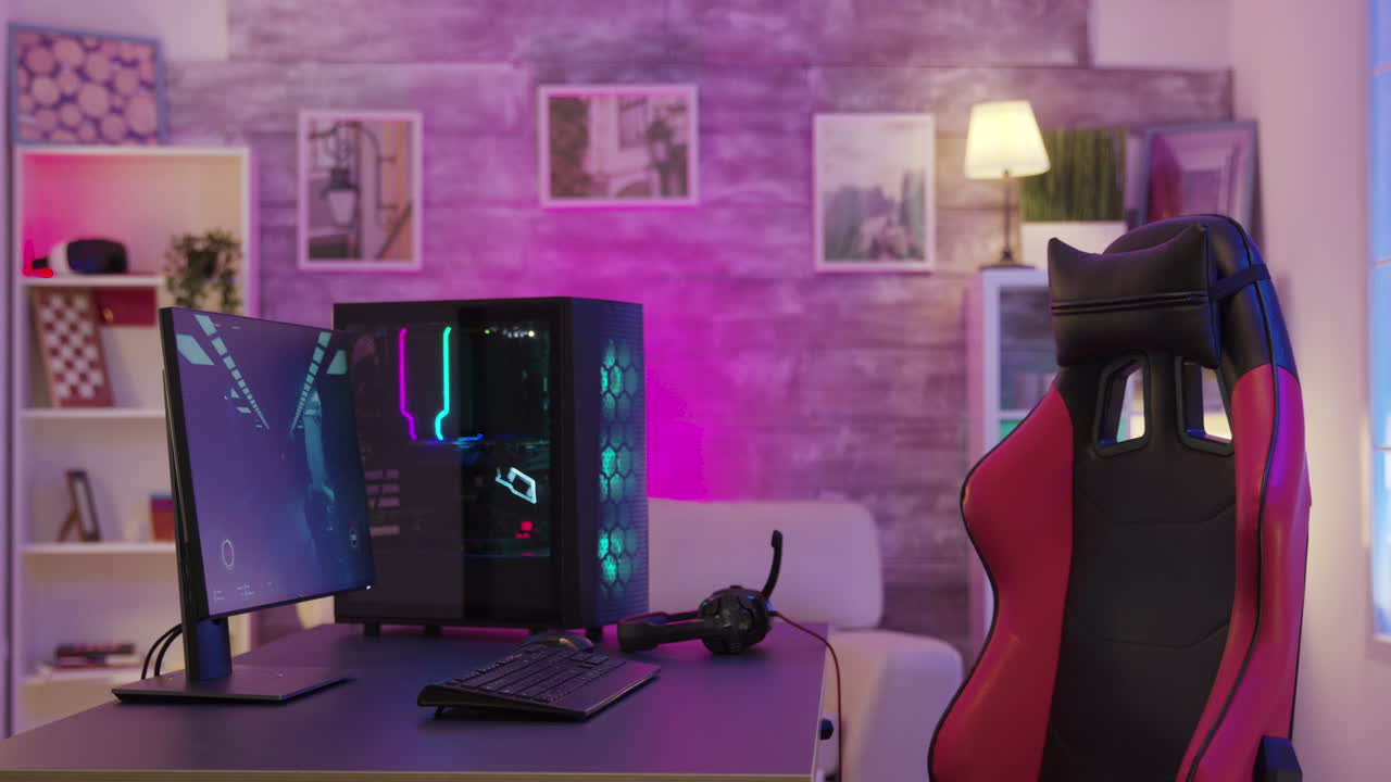 Gaming Setup with RGB Computer and Chair