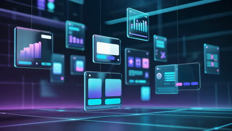 futuristic digital interfaces and data visualization