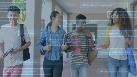 animación del procesamiento de datos ai sobre diversos estudiantes en la escuela