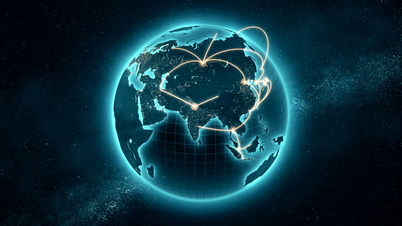 글로벌 네트워크 루프 - 파란색과 오렌지색 버전 - 새롭고 개선된 4k 버전