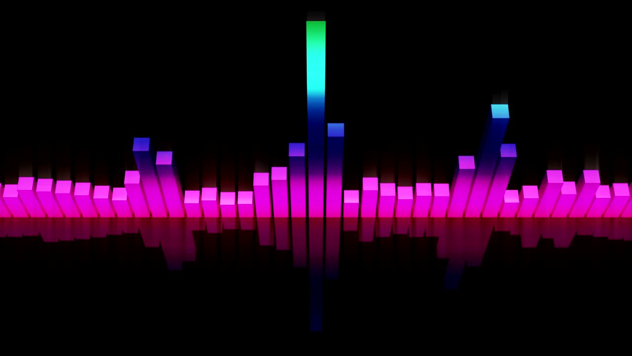 animación de ondas de audio coloridas. onda de sonido de ecualizador. reproductor de música de pulso. concepto de onda de sonido digital futurista. fondo de bucle.
