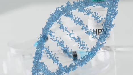 animation of dna strand over hpv vaccine