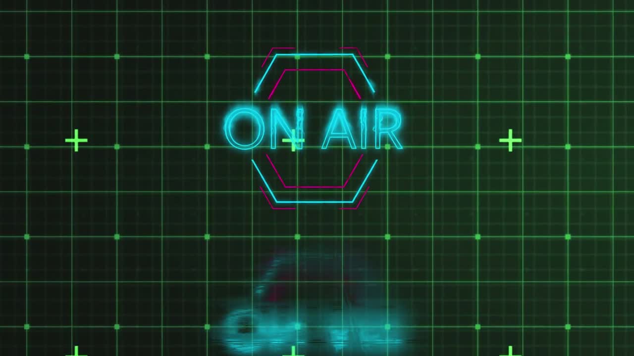 녹색 사각형 위에 공기 네온 텍스트의 애니메이션