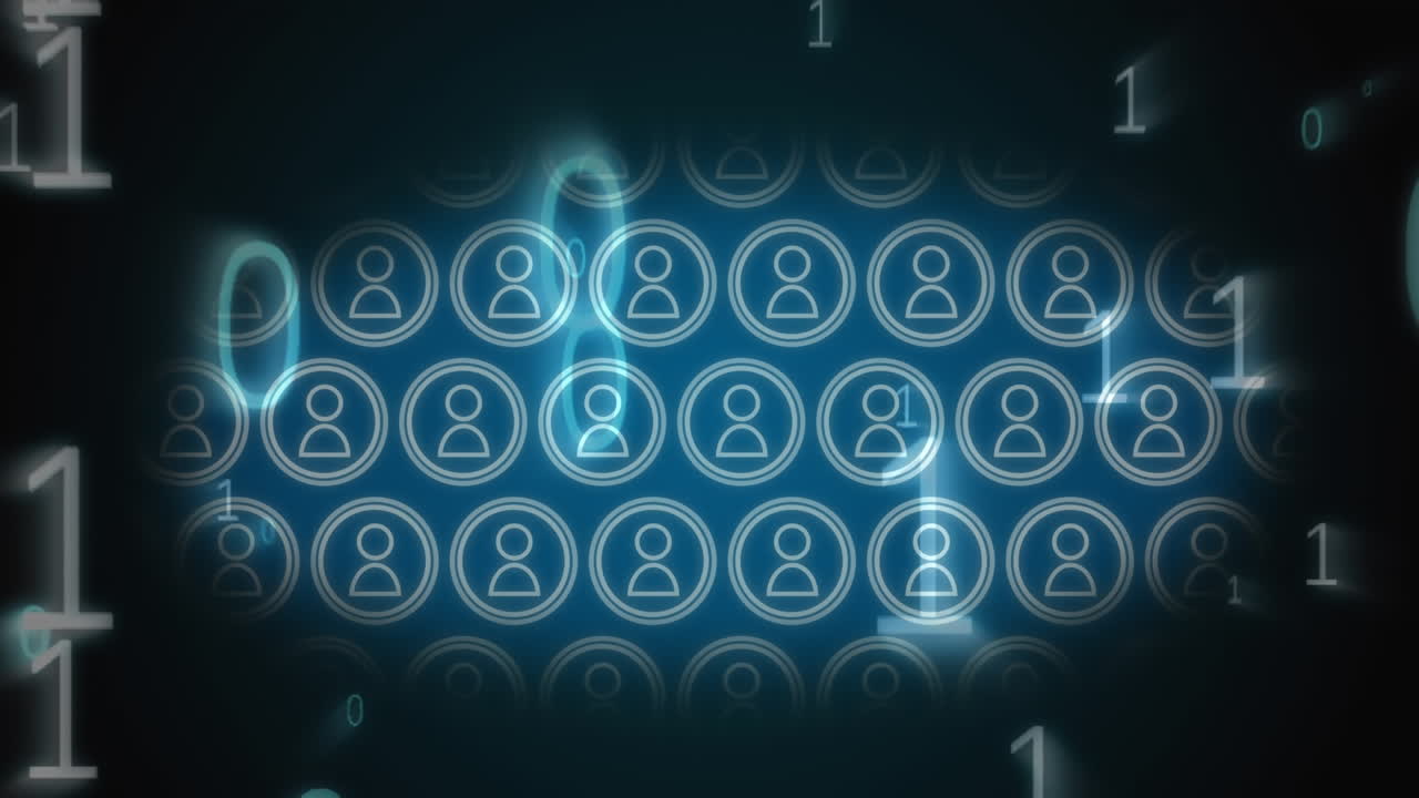 iconos vectoriales de personas y codificación binaria