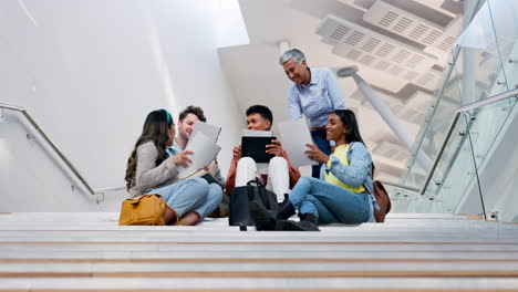 education, results and professor with students
