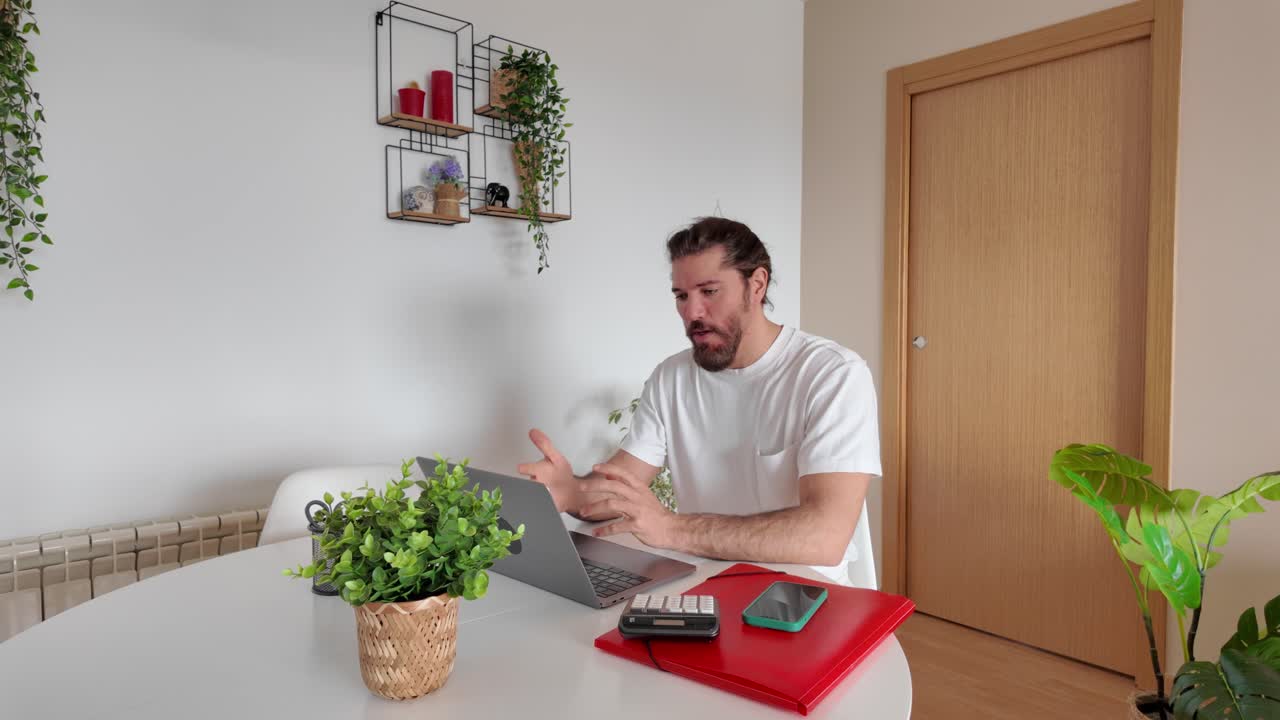 Man working from home in a bright and comfortable setting